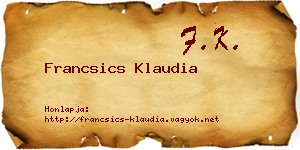 Francsics Klaudia névjegykártya